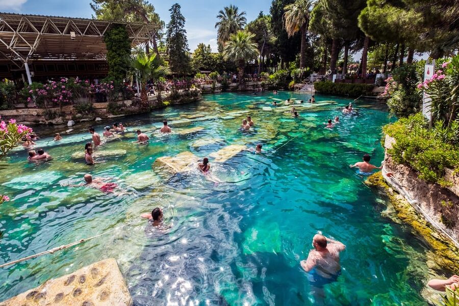 From City of Side: Pamukkale & Hierapolis Day Tour w/ Lunch - Pamukkale hot springs and white travertine terraces