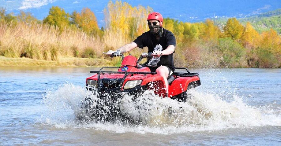 From city of Side: Taurus Mountains Quad ATV Tour - The real action: pine forests, valleys, and muddy stream crossings