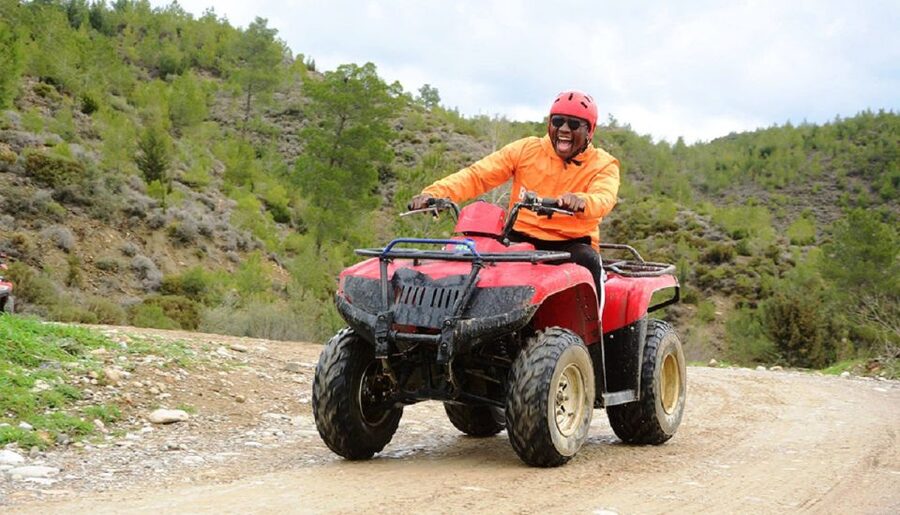 From city of Side: Taurus Mountains Quad ATV Tour - Gear up fast: helmets, protective eyewear, and the quick practice